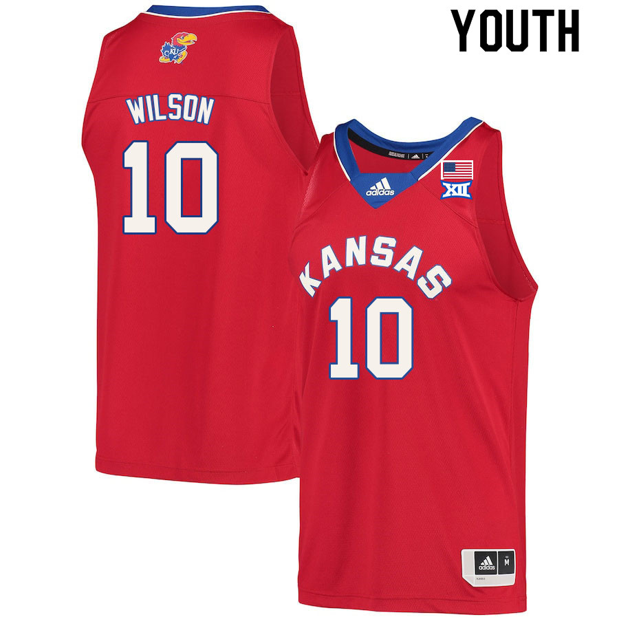 Youth #10 Jalen Wilson Kansas Jayhawks College Basketball Jerseys Sale-Red